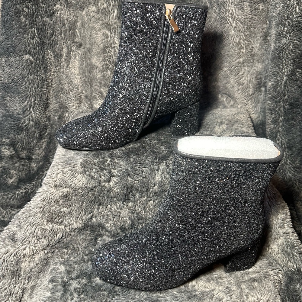 Sparkling Black Ankle Boots